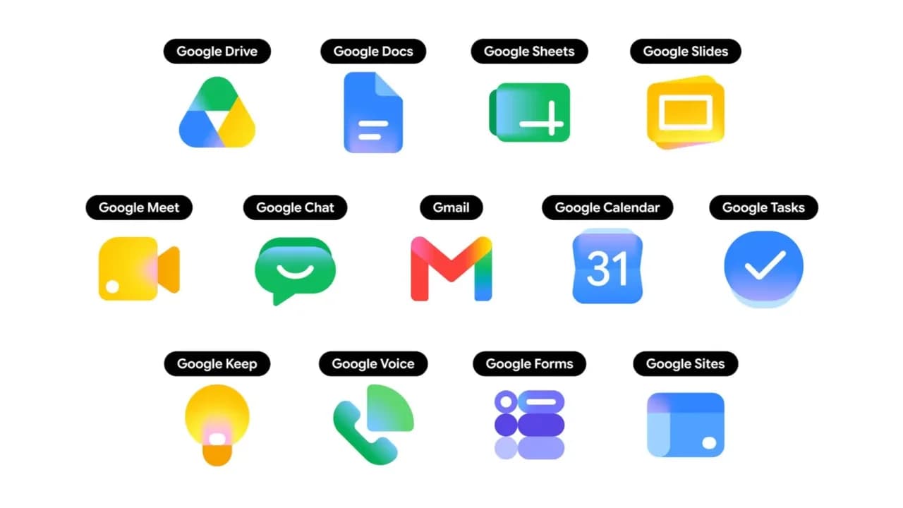 Google, Workspace Uygulamaları İçin Yeni Gradyan İkon Tasarımını Web’de Kullanıma Sundu
