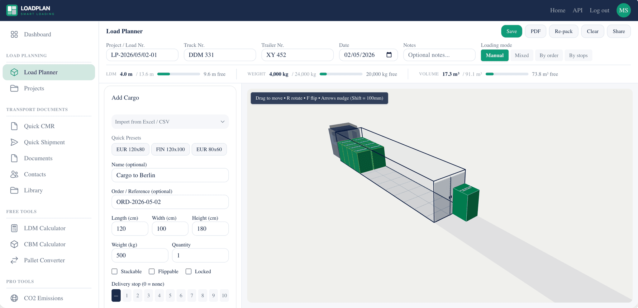 LoadPlan: 3D Kamyon Yükleme Planlama ve Nakliye Maliyeti Düşürme Çözümü
